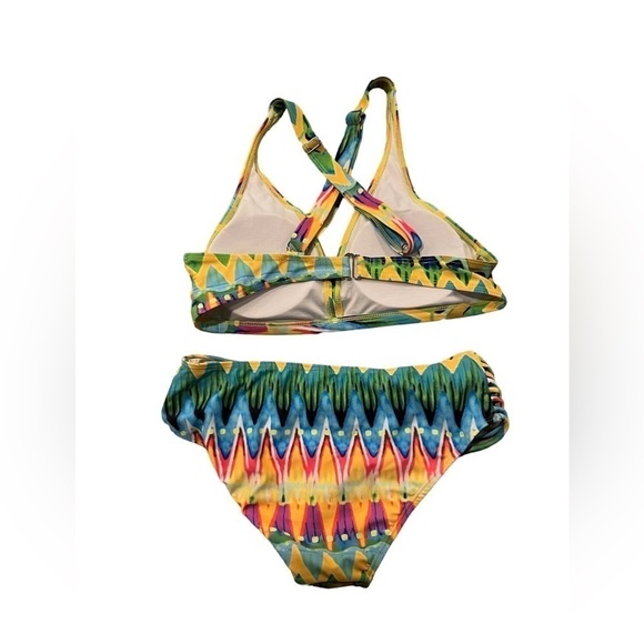 Vibrant Multicolored Small Bikini Crisscross Adjustable Strap Top - Picture 3 of 5